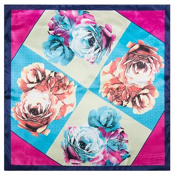 

60x60cm New female Hair Tie Band For Business Party Women Elegant Small Vintage Skinny Retro Head Neck Silk Satin Scarf A019