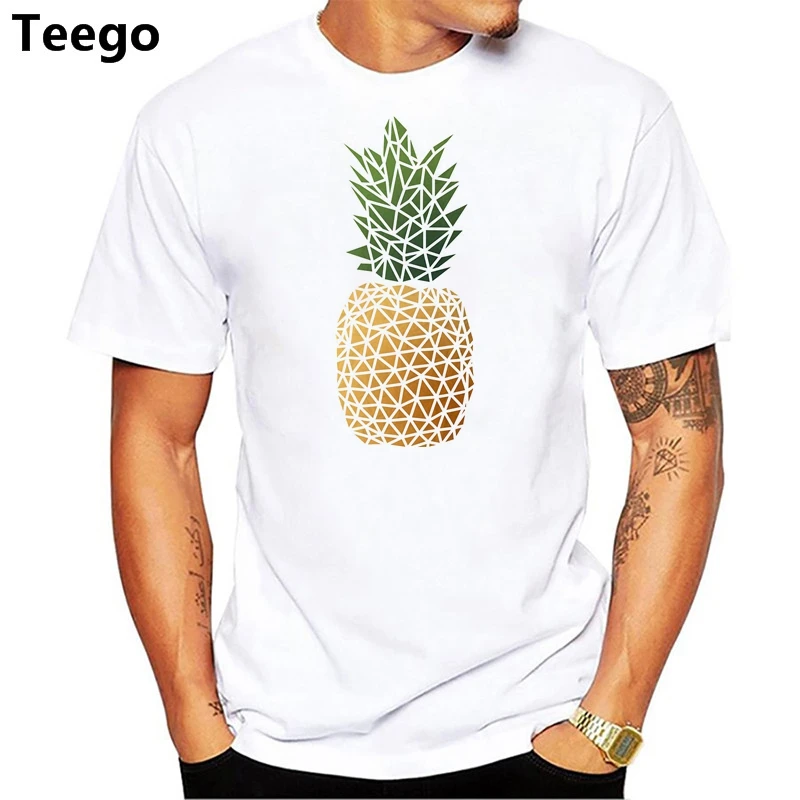 

Colored Geometric Pineapple Design T Shirt Men Summer Fresh Fruit Graphic T-Shirts Male Cotton Tops & Tees Gift Tee Shirts