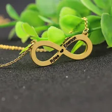 Custom Infinity Pendant Engraved Two Names Necklace Personalized Couple Names Pendant Solid Silver Fashion BFF Necklace