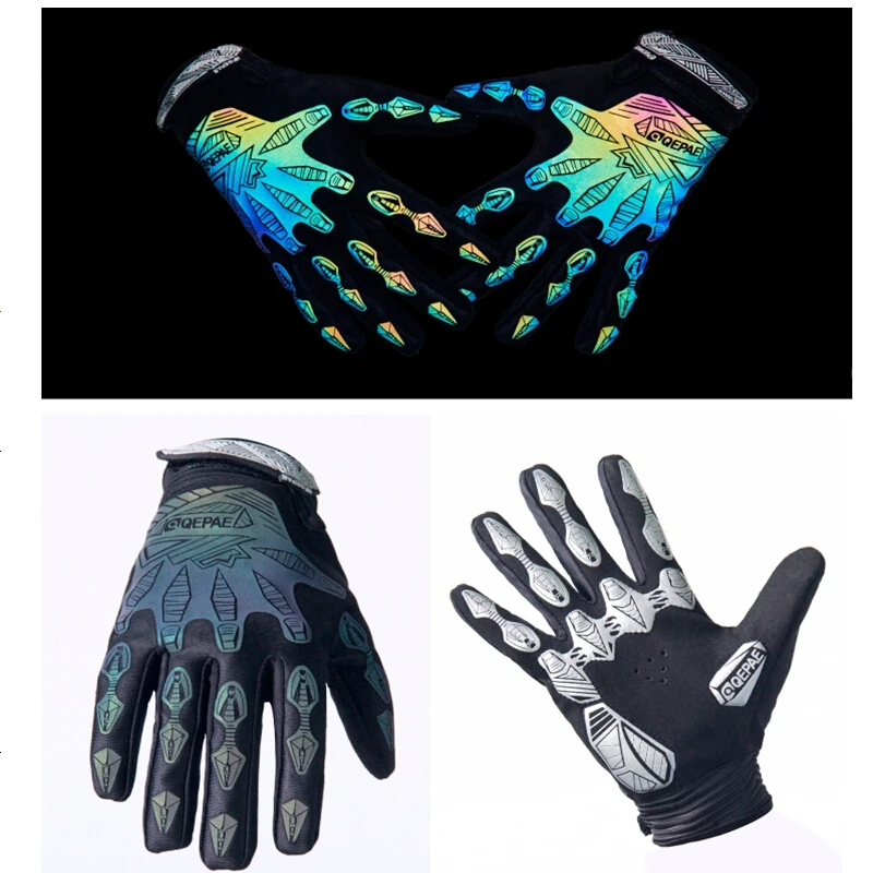 

weimostar Non-Slip Breathable Reflective at night Ciclismo Bike Bicycle Motorcycle safe Cycling Reflective Full Finger Gloves