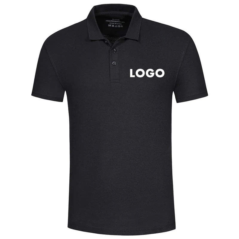 Дизайнерская рубашка поло, фирменный логотип на заказ, логотип крокодила, принт, компания, Рабочая группа, Короткие поло, повседневная одежда Eden Park, сделай сам, одежды - Цвет: Black Print