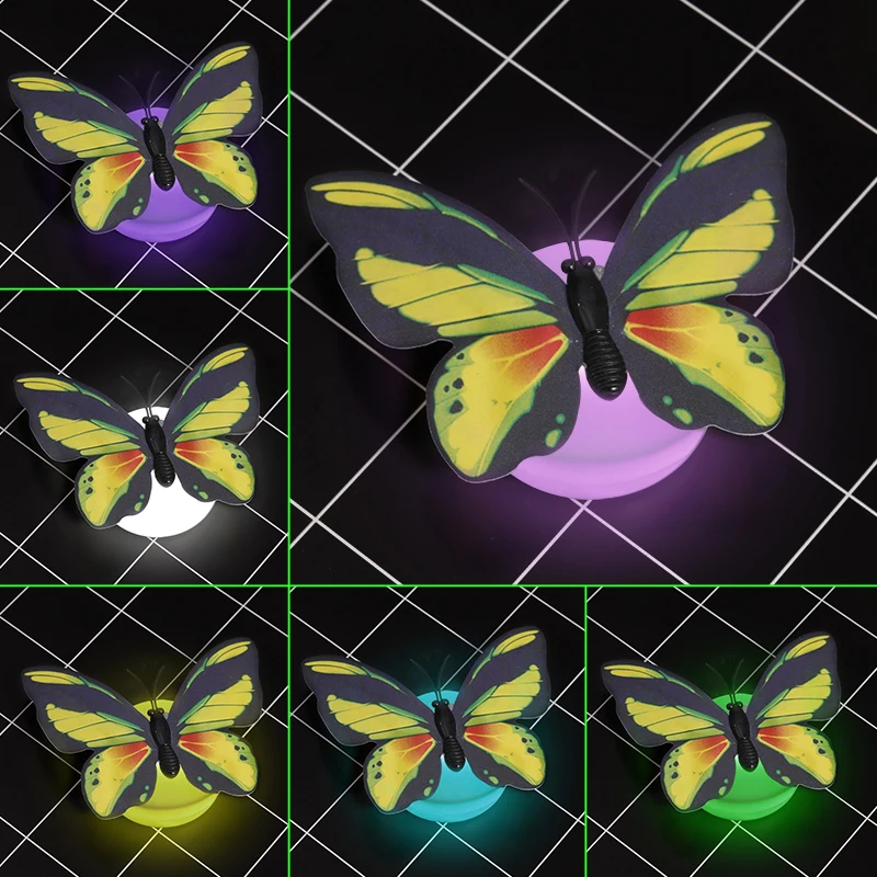 

LED Light Night Atmosphere Lamp with Colorful Changing Butterfly Indoor Light with Suction Pad Home Party Desk Wall Decor