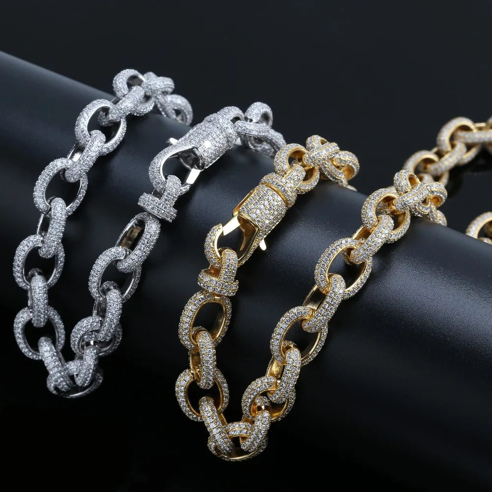 Twisted Link Chain Necklace Iced 