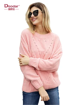 

Deodar 2018 Autumn Women Sweaters Fashion O-Neck Batwing Striped Pullovers Plus Size Loose Knitted Sweaters Female Jumper Tops