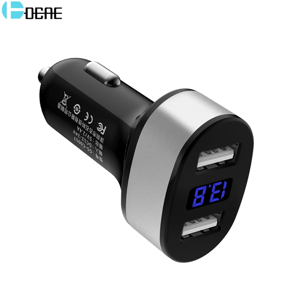 DCAE 2.4A двойной USB Автомобильное зарядное устройство цифровой светодиодный