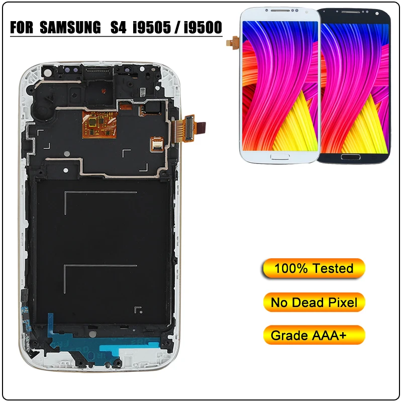

LCD Display for Samsung i9505 i9500 Touch Screen Digitizer Assembly for Samsung Galaxy S4 i9505 i9500 LCD Replacement With Frame