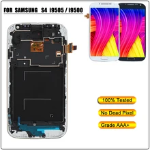 LCD Display for Samsung i9505 i9500 Touch Screen Digitizer Assembly for Samsung Galaxy S4 i9505 i9500 LCD Replacement With Frame protective bumper frame for samsung galaxy s4 i9500 deep pink transparent
