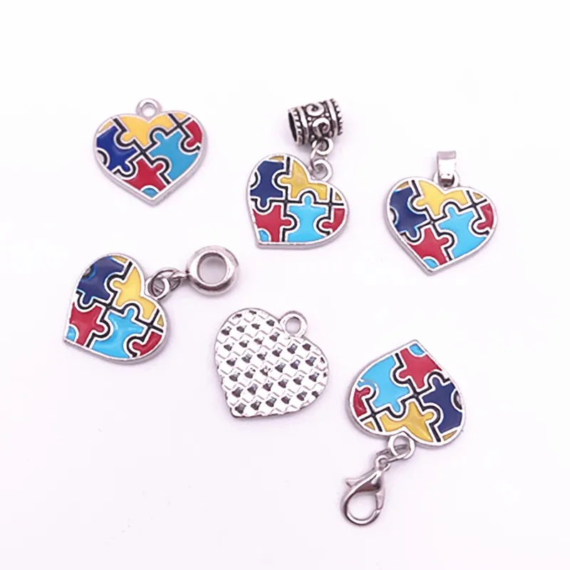 Hot Sale Heart Enamel Autism Awareness Jigsaw Puzzle Piece ...