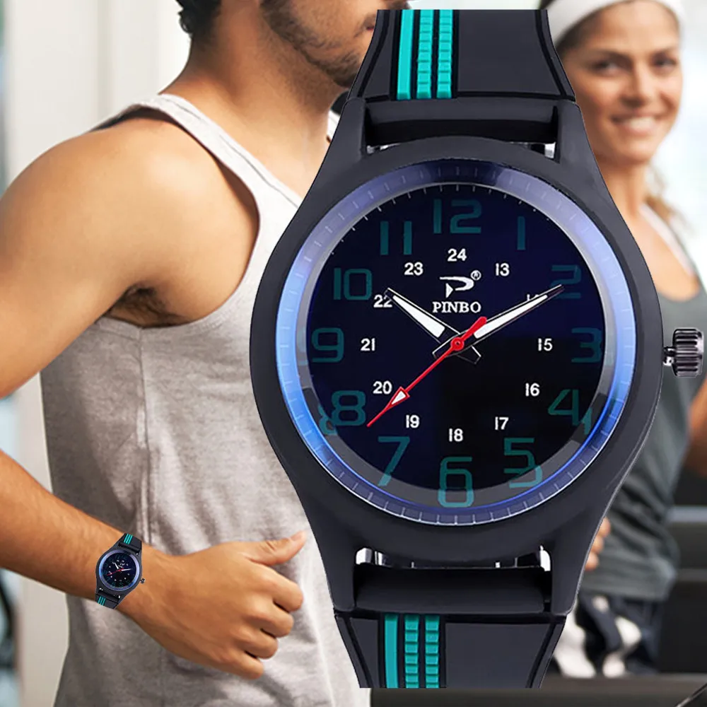 PINBO, модные повседневные брендовые часы, мужские уличные спортивные часы с силиконовым ремешком и пряжкой, простые мужские часы, кварцевые наручные часы, reloj hombre