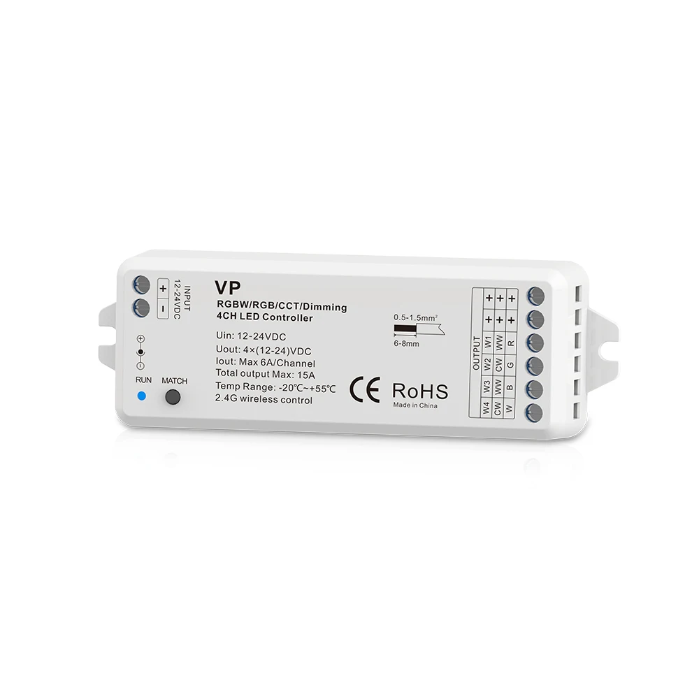 

4 Channel LED RF Controller RGBW/RGB/CCT/Dimming Controller PWM Constant Voltage Controller 12-24V