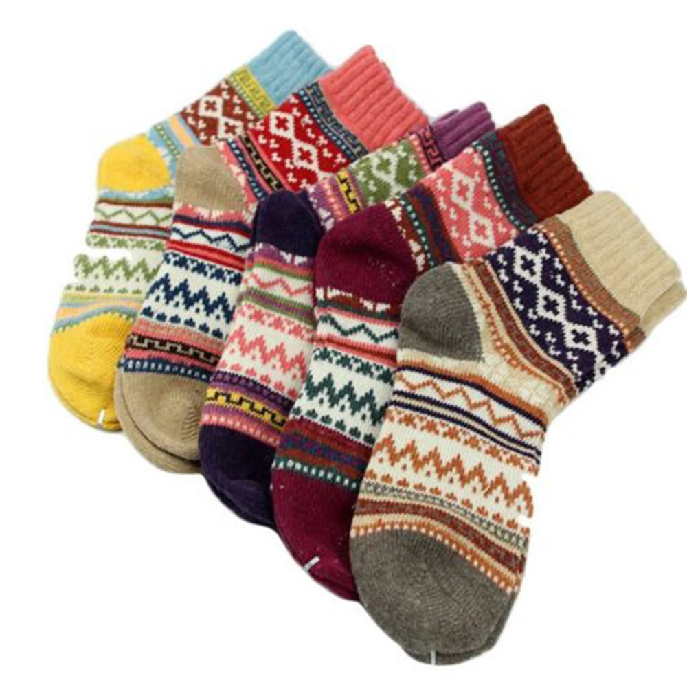 Зимние термо кашемировые носки, женские теплые шерстяные носки, плотные мягкие носки, культурный и художественный народный стиль