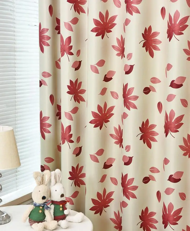 Американский стиль, принт, красный клен, шторы с листьями для спальни, Затемненные оконные шторы, тюль для гостиной, отвесная римская штора - Цвет: Curtain