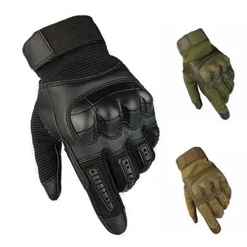 

Motorcycle Touchscreen Leather Skidproof Hard Knuckle Full Finger Gloves Protective Gear for Outdoor Sports Racing Motocross ATV