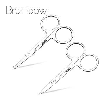 

Brainbow 2pcs Small Makeup Scissors Eyebrow Eyelashes Nose Hair Scissor Stainless Steel Face Hair Removal Tools Round Point Head