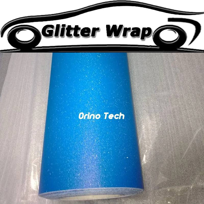 Car Styling Baby Blue Glitter Sandy Diamond Vinyl Wrap Film Sheet Decal