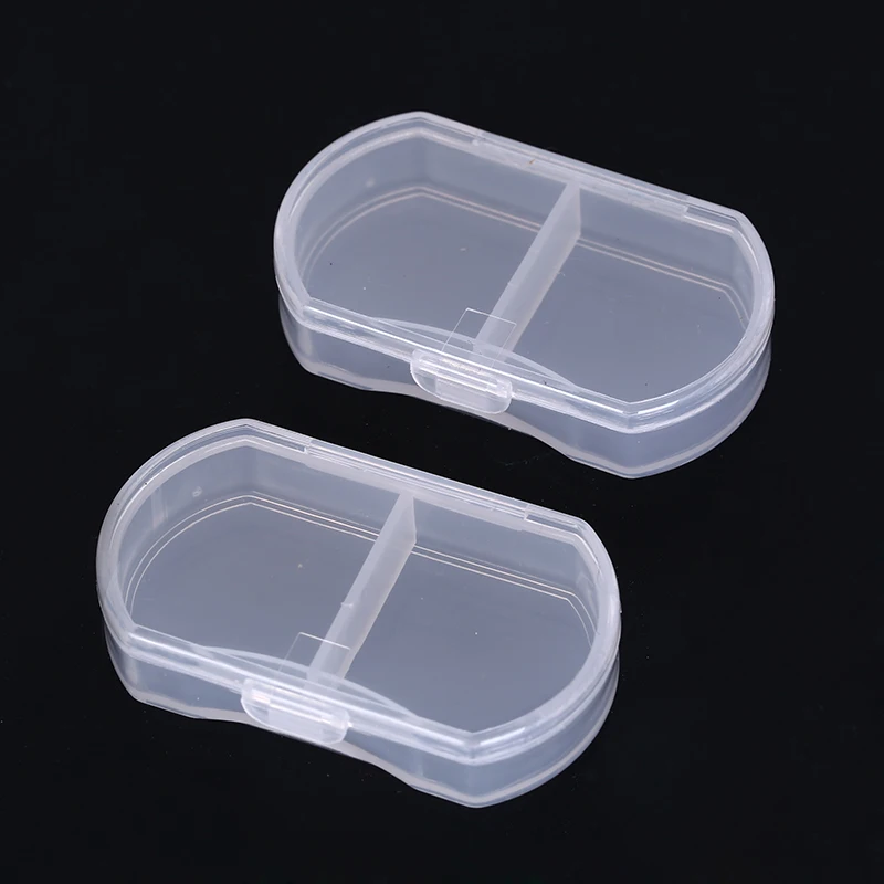 2 Pcs Transparent Pill Box Medicine 2 Grids Container Dispenser Organizer Makeup Storage Case Container Pill Case