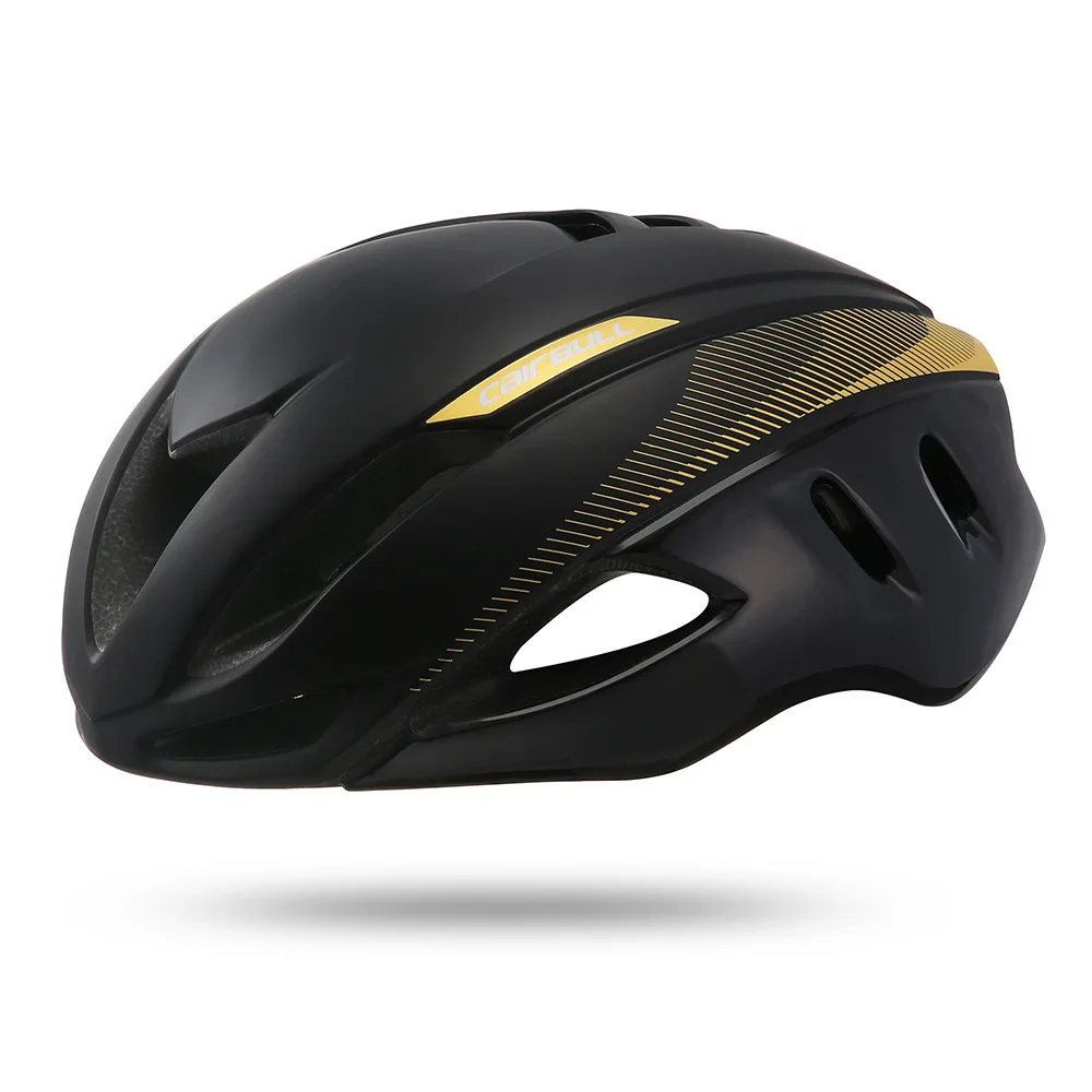 Cairbull, скоростной велосипедный шлем, аэродинамика, безопасность TT, велосипедные шлемы для велосипеда, для мужчин и женщин, спортивный, гоночный, дорожный, велосипедный шлем, 250 г - Color: Black Gold