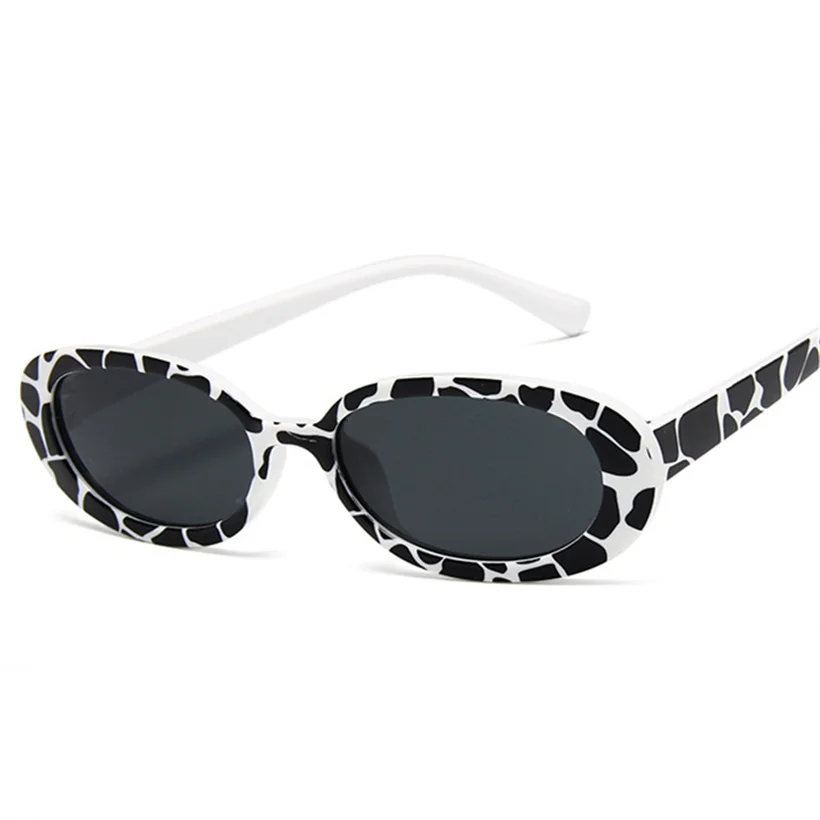 YOOSKE овальные Винтажные Солнцезащитные очки женские роскошные маленькие рамки брендовые дизайнерские солнцезащитные очки женские черные очки красные очки Оттенки UV400 - Цвет линз: C2cow