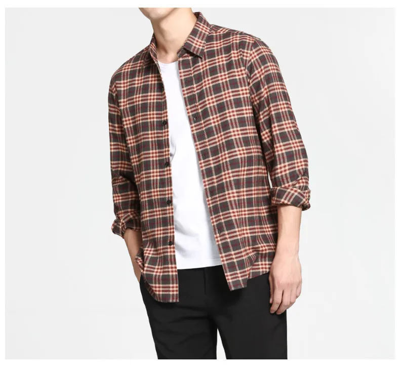 Plaid shirts men pure cotton long sleeve casula Retro style male shirt spring autumn Camisa Masculina fitted M L XL 2XL 3XL 5293-02