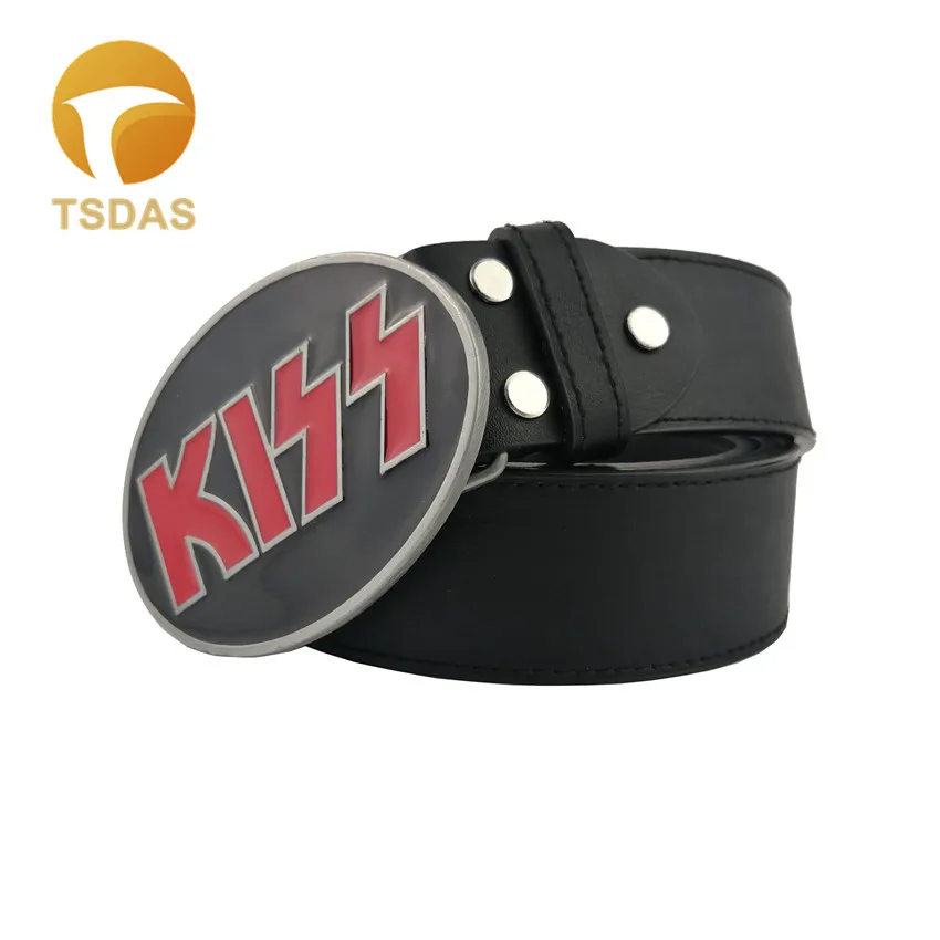 Новая овальная пряжка для ремня Kiss с черным покрытием, модный мужской ремень, аксессуары, металлическая пряжка для ремня, длина ремня 4 см
