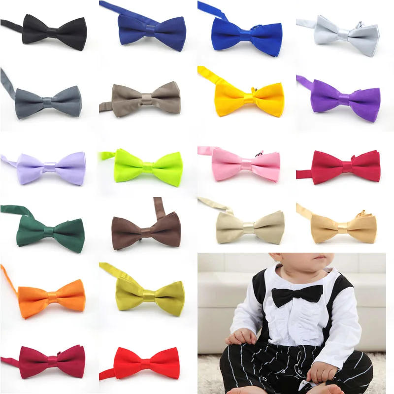 Детские Модные Классические однотонные вечерние галстуки-бабочки для свадьбы, ужина, школы, детские галстуки, синий, красный, черный