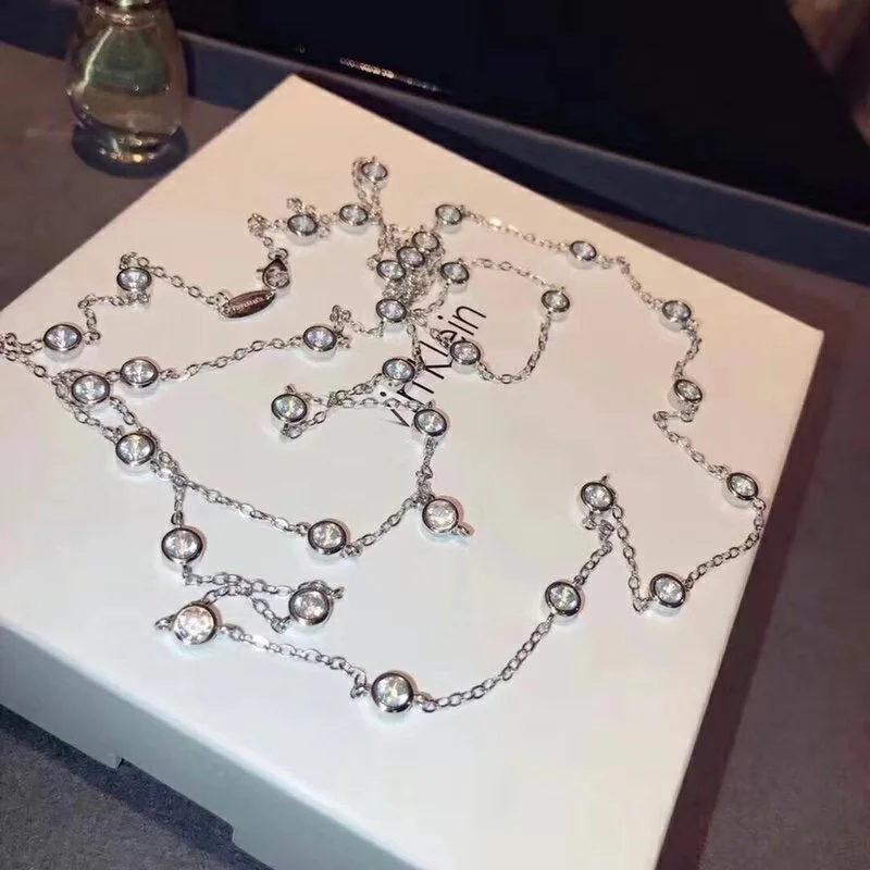

New 925 Sterling Silver Tin Cup Necklaces & Shiny AAA zircon Choker Best NEW YEAR Gift For Woman