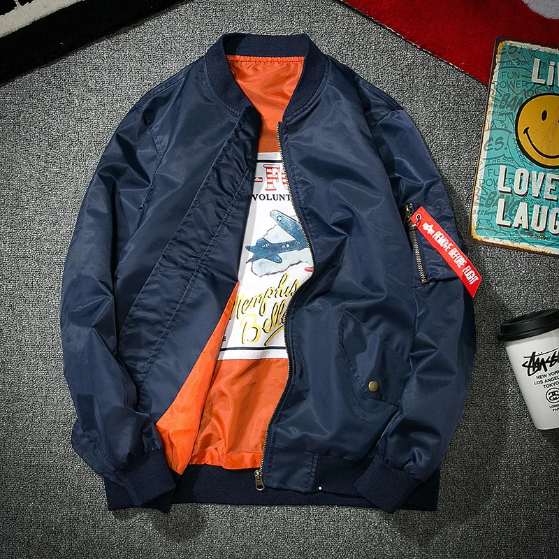 

2018 New Spring Bomber Jacket Men Pilot Green Solid color Thin Pilot Bombe Army r Jacket Men Wind Breaker Jacket