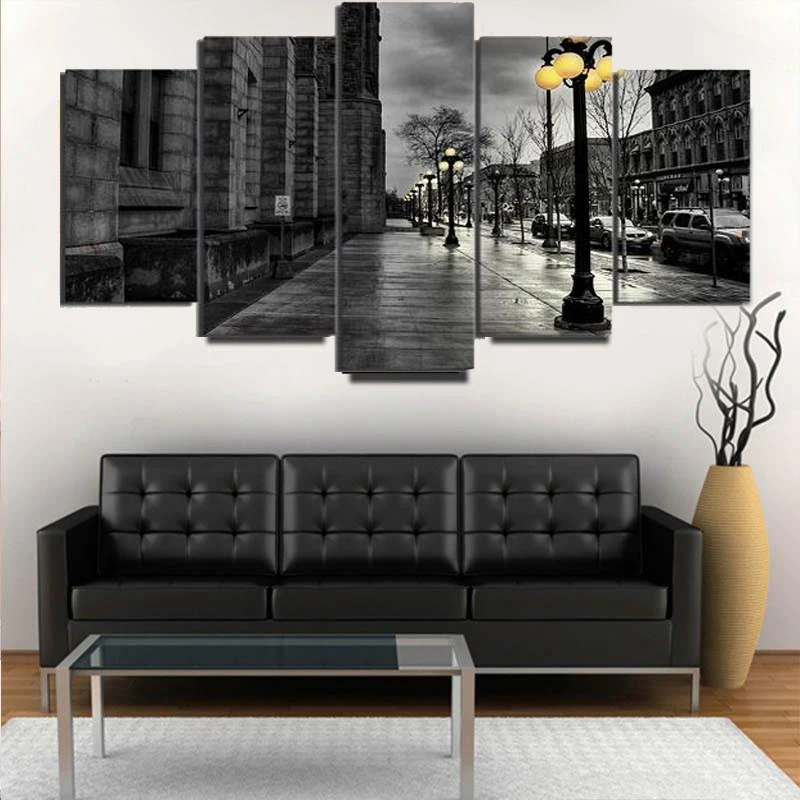 Home Decor Frame Modern HD Printed Canvas Painting 5 Pieces Black White