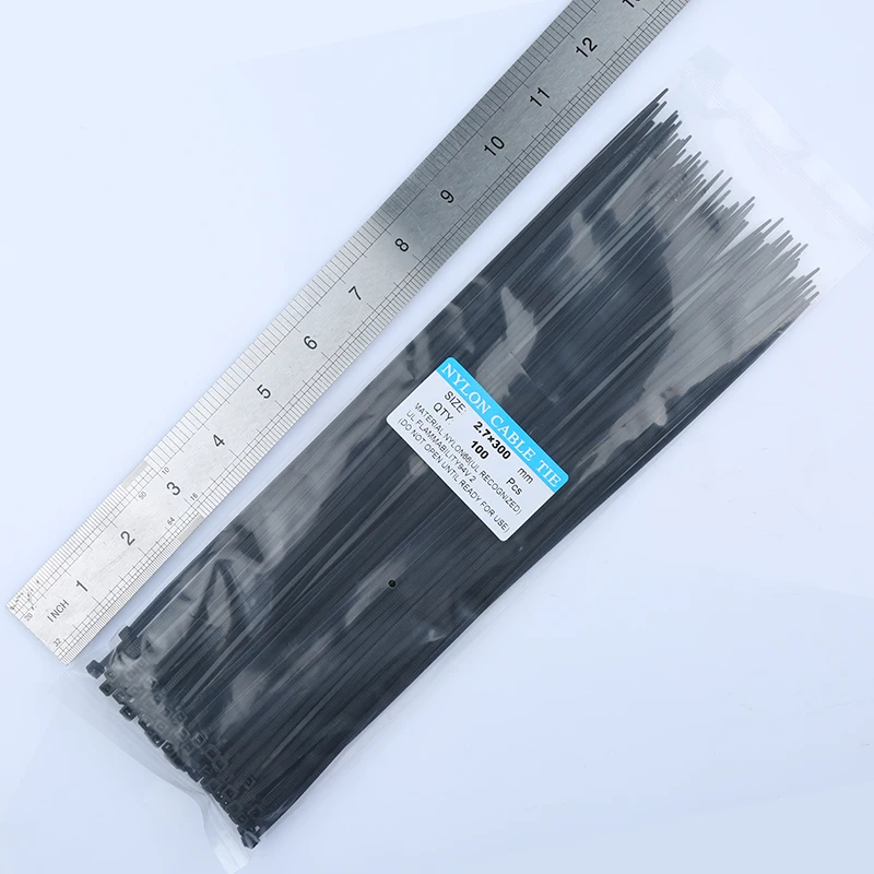 6 дюймов до 12 дюймов пластиковые нейлоновые кабельные стяжки ширина 2,7 мм 7 кг прочность на растяжение проволока на молнии Нескользящая стяжка для проводов черный цвет