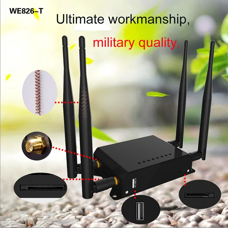 Cioswi WE826-T2 Router WiFi 4G Modem 3G Có Khe SIM Điểm Truy Cập Openwrt 128MB 12V GSM 4G LTE USB 1Wan 4LAN Router best wireless router for home