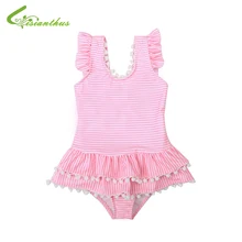 Купальник для девочки милый полосатый купальный детский купальник с бантом Цельный купальник бикини для маленькой девочки детская пляжная одежда