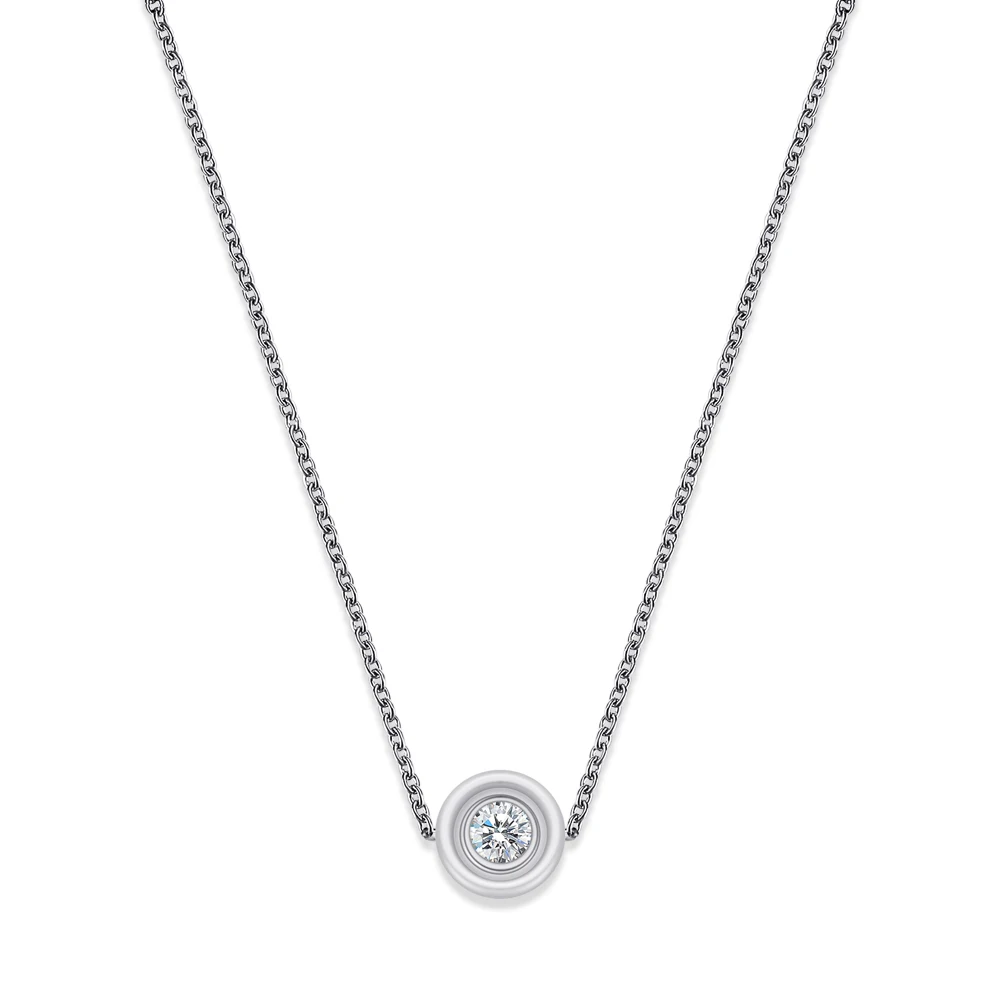 Настоящее керамическое кубическое циркониевое ожерелье с цепочкой и подвесками, белое модное Кристальное керамическое ожерелье, свадебные ювелирные изделия для женщин