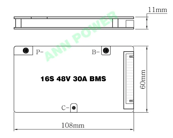 48V 30A LiFePO4 батарея BMS 3,2 V ячейка 16S 48 V/51,2 V 30A BMS с функцией баланса разный порт зарядки и разряда