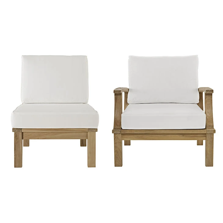 Marina 2 Piece Outdoor Patio Teak Sofa Set, Natural White Size : 31.5Lx32.5Wx31.5H (1)