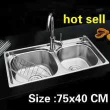 Квартира vogue кухня двойной паз раковина сделать блюда 304 нержавеющая сталь Стандартный Лидер продаж 75x40 см