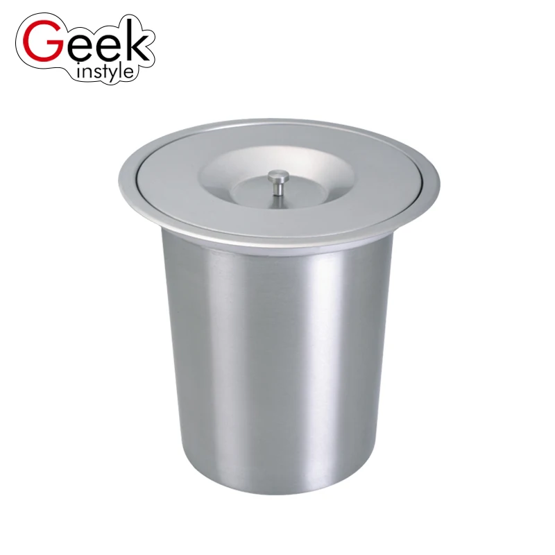 

Geekinstyle 8L Higt Quality Built-in Trash Can Kitchen Waste bin Stainless Steel Dustbin With Lid Garbage Bins