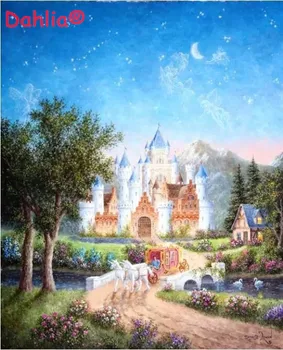 

Castle, romantic scenery Handmade Needlework Embroidery DIY Aida Cross Stitch Kits Crafts 14CT Unprinted Home decor wall Arts