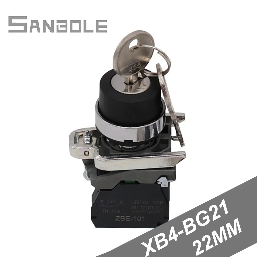 

Two Position Selector Switch XB4-BG21 Bring Key Two Archives Rotating Metal Button Switches Open Hole 22MM Frequently Open 380V