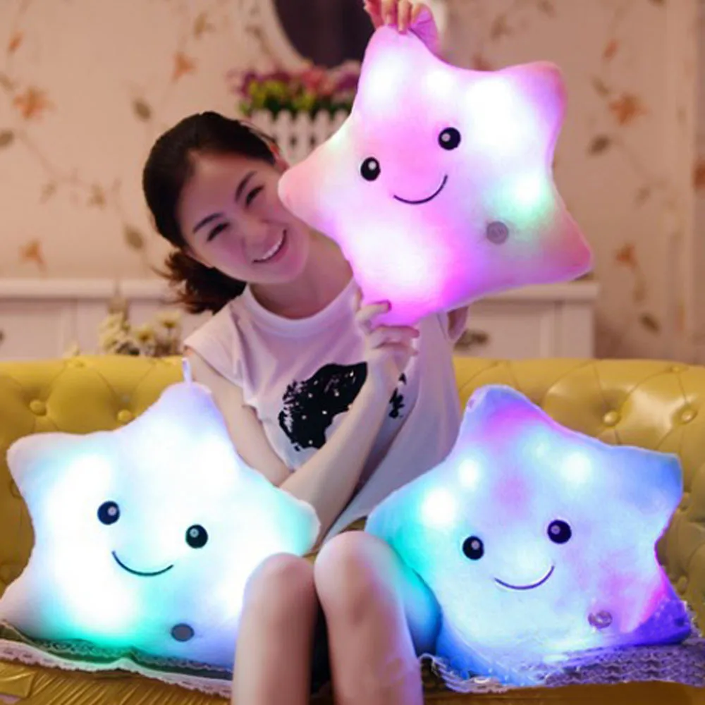 1 pc 2016 New Creative Cushion Star Shaped Glowing LED Pillow 7 Color