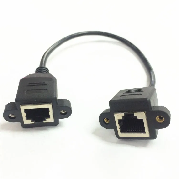 5pcs/lot---Screw Lock Panel Mount RJ45 RJ-45 Female to F/F 10/100Mbps LAN Ethernet Network Extension Cable Cord 30cm | Компьютеры и