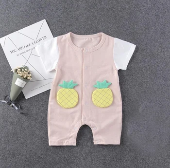

2colors Cute Baby Girl Romper Baby Boy Summer Outfit Soft Cotton Striped Pineapples Printed Clothes 0-24Months