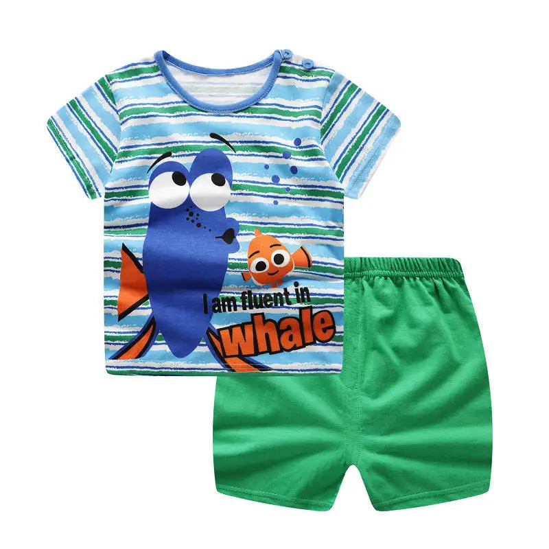 Short Sleeve T-shirt For Boys And Girls Cotton Underwear Suit For Children Two Short Sleeve Suits For Babies In Summer