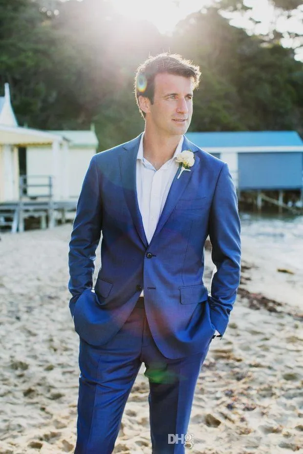 Men Royal Blue Cheap Groommen Tuxedos 2016 Chinese Factory Handmade Two Button Tuxedos Formal Party Evening Suit