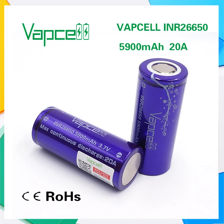 2 шт. VAPCELL INR26650 5900 мАч 20A аккумуляторная батарея INR 26650 батарея большой емкости vape cell E-CIG IMR батарея vs Keeppower