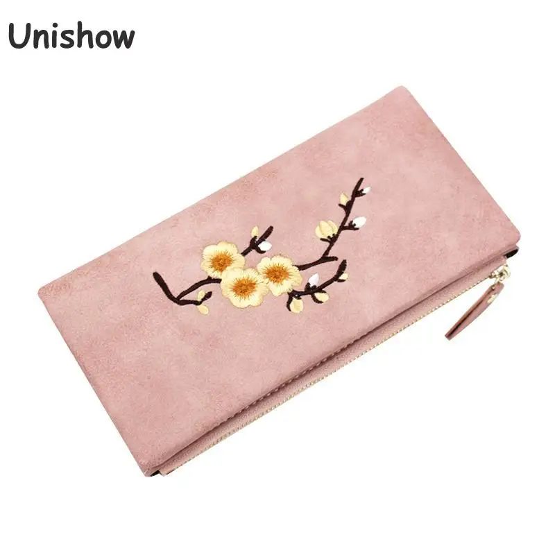 

Unishow Flower Women Long Wallet Zipper Coin Purse Soft Pu Leather Women Purse Brand Designer Women Wallet Girl Card Holders