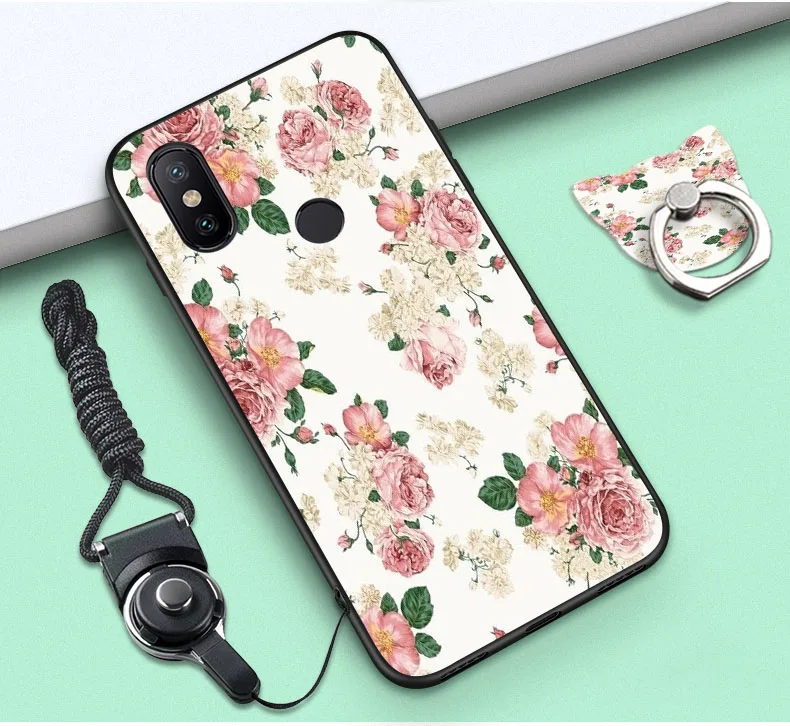 Xiaomi Mi A2 Case Luxury Slim Black Frame Cartoon Painted Soft TPU Back Cover For Silicone #VA | Мобильные телефоны и