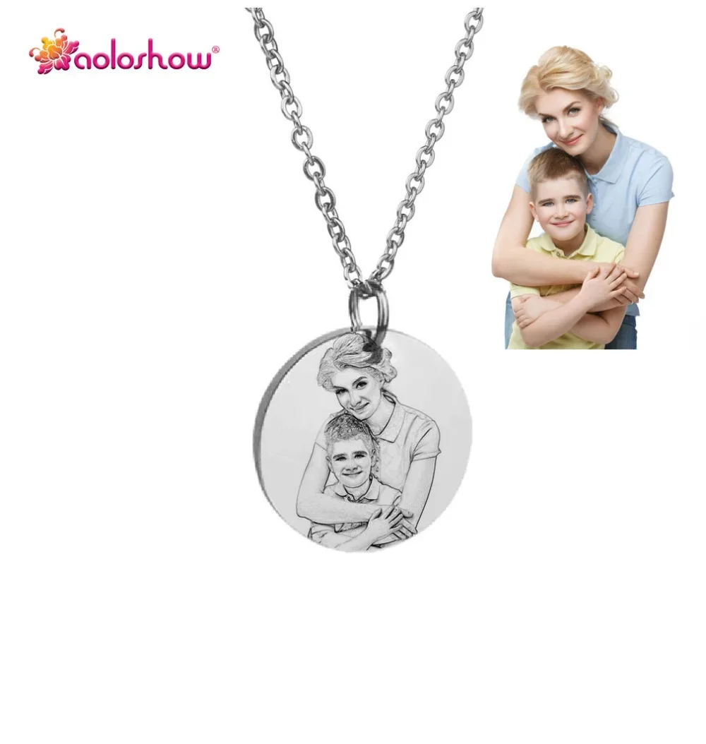 Custom Personalized Photo Engraved Dog tag Necklace for Women with Stainless Steel Disc Charm Valentine's Day Gift personalized name ladies bracelet stainless steel gold silver bracelet personalized charm bracelet valentine s day jewelry gift
