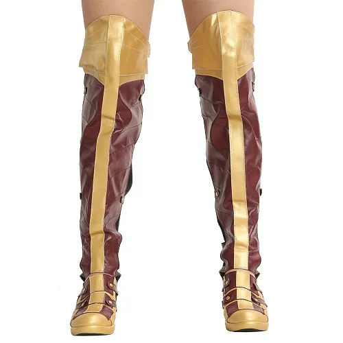 Coslive Wonder Woman botas Cosplay Props de disfraz mujeres de alta calidad botas largas de cuero de imitación de película Cosplay Accesorios|zapatos| - AliExpress