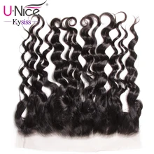 UNice pelo 8A Kysiss serie virgen brasileño Natural onda de encaje Frontal oreja a oreja 13X4 Pre desplumado 100% pelo humano parte libre