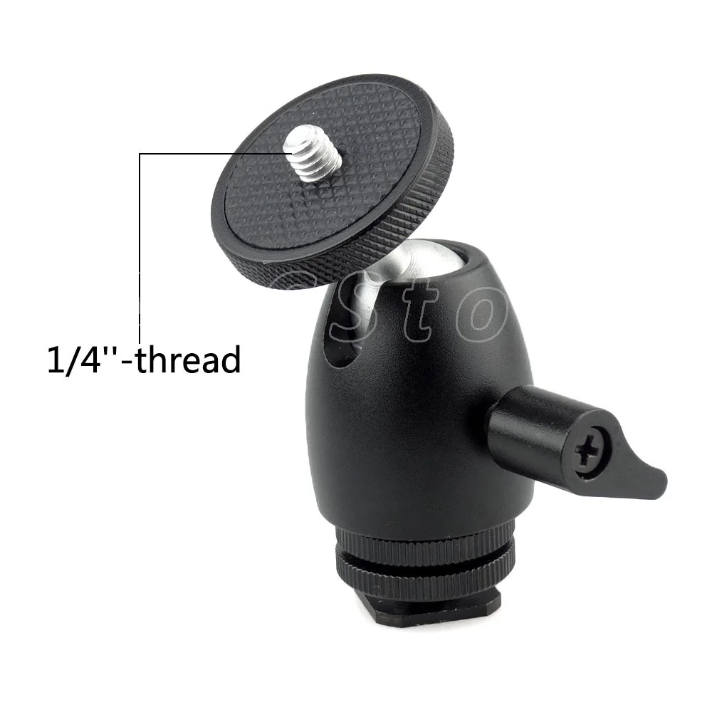 LCD Monitor Flash Bracket Holder Ball Head Hot Shoe Adapter to 1/4